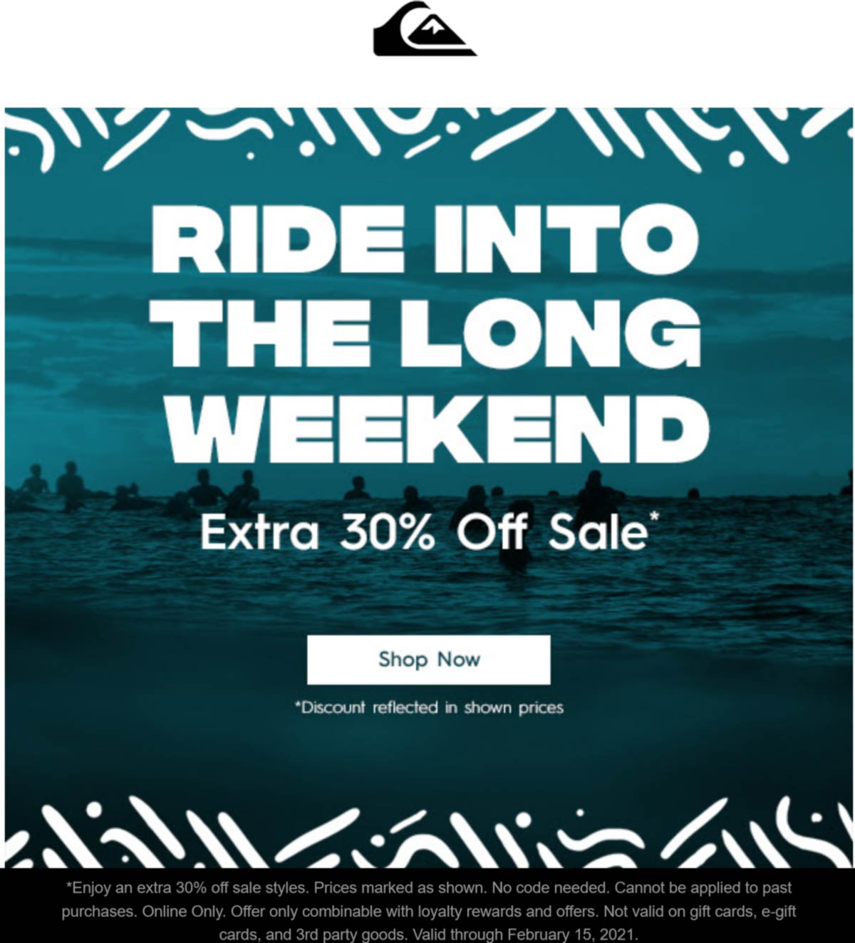Quiksilver stores Coupon  Extra 30% off sale items online at Quiksilver #quiksilver 