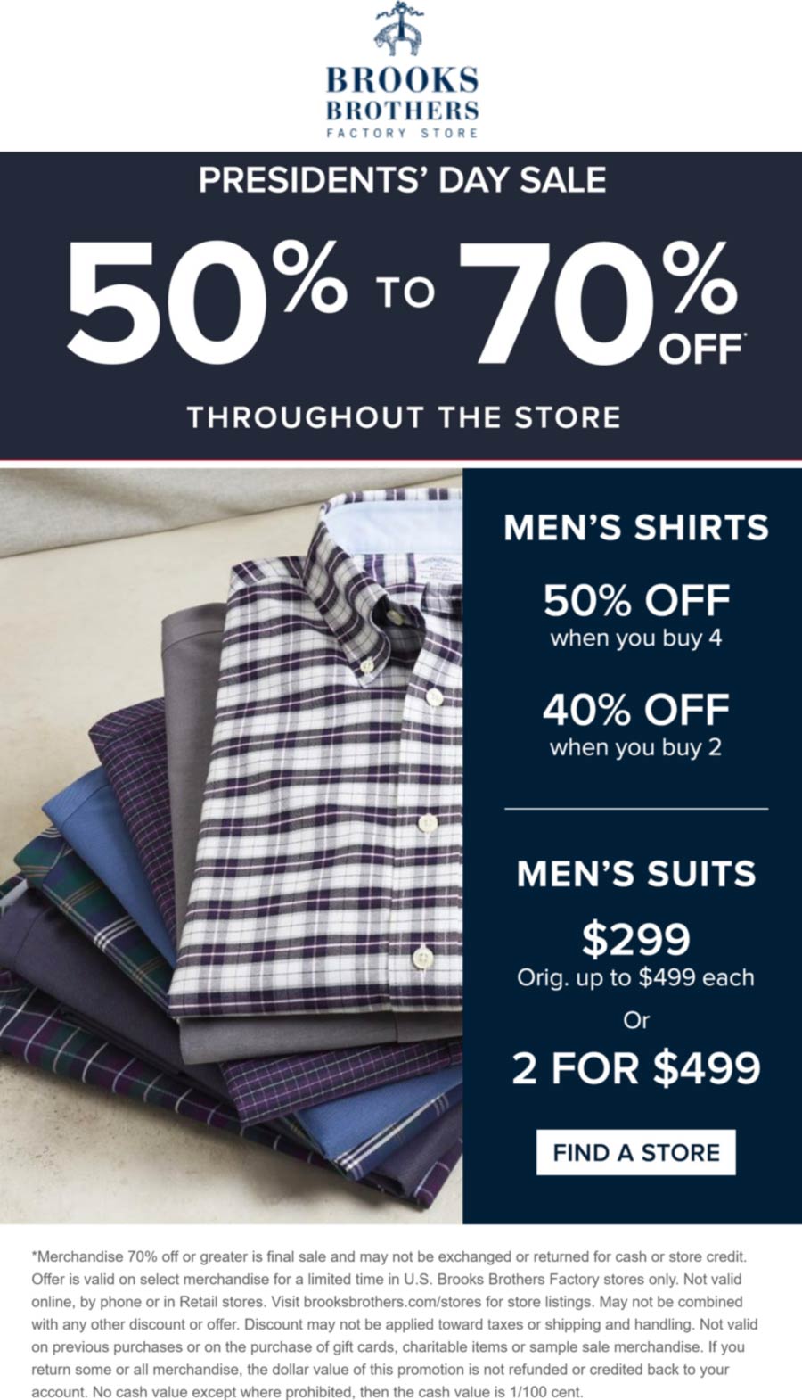 5070 off at Brooks Brothers Factory Store brooksbrothersfactory