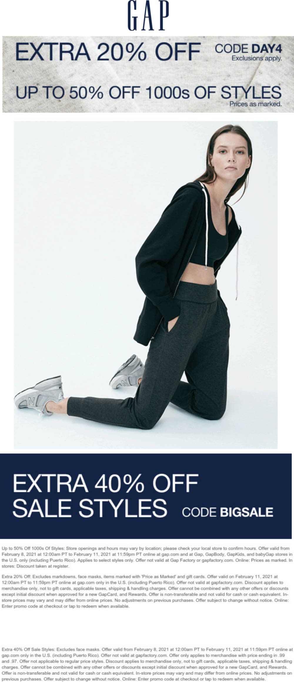 Extra 40 off sale styles & more today online at Gap via promo codes