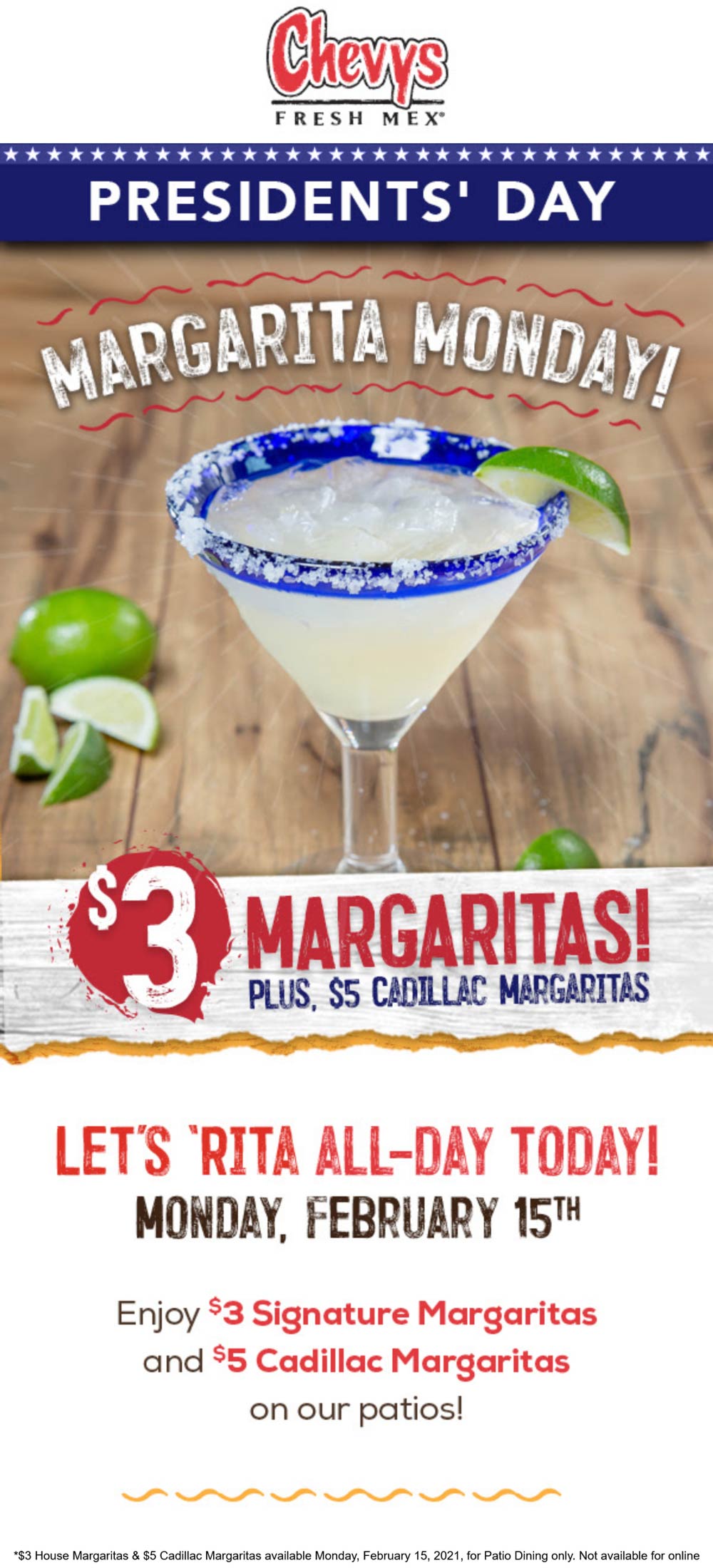 3 margaritas today at Chevys Fresh Mex restaurants chevys The