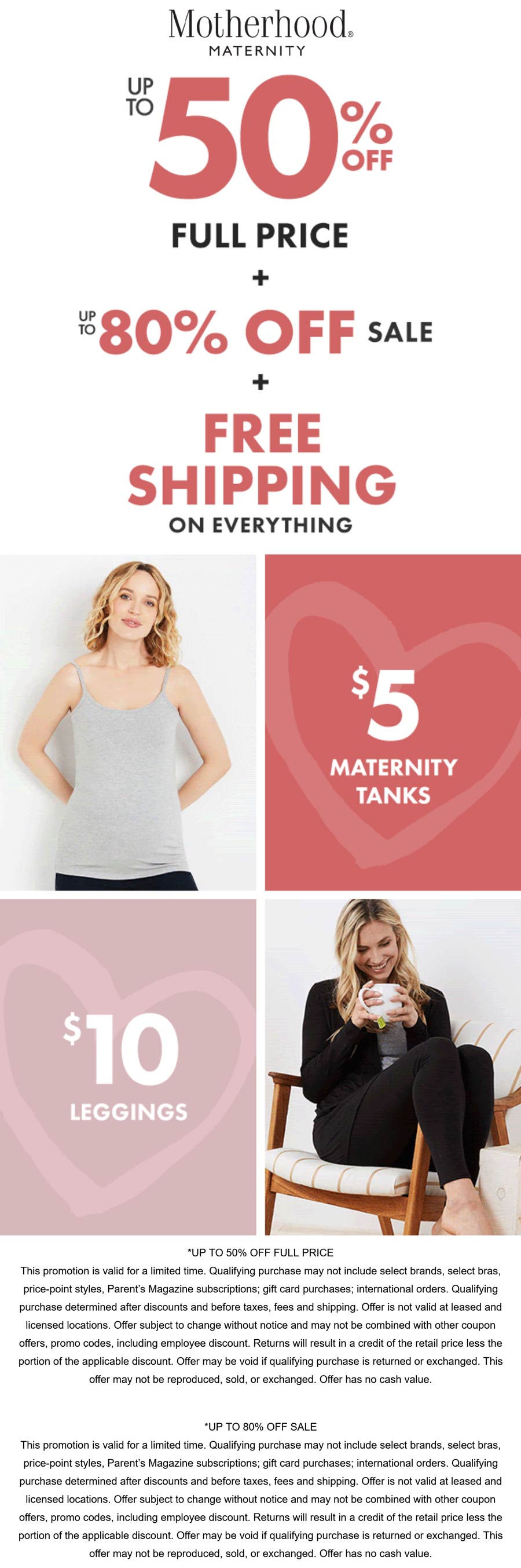 Motherhood stores Coupon  50-80% off today at Motherhood Maternity, ditto online #motherhood 