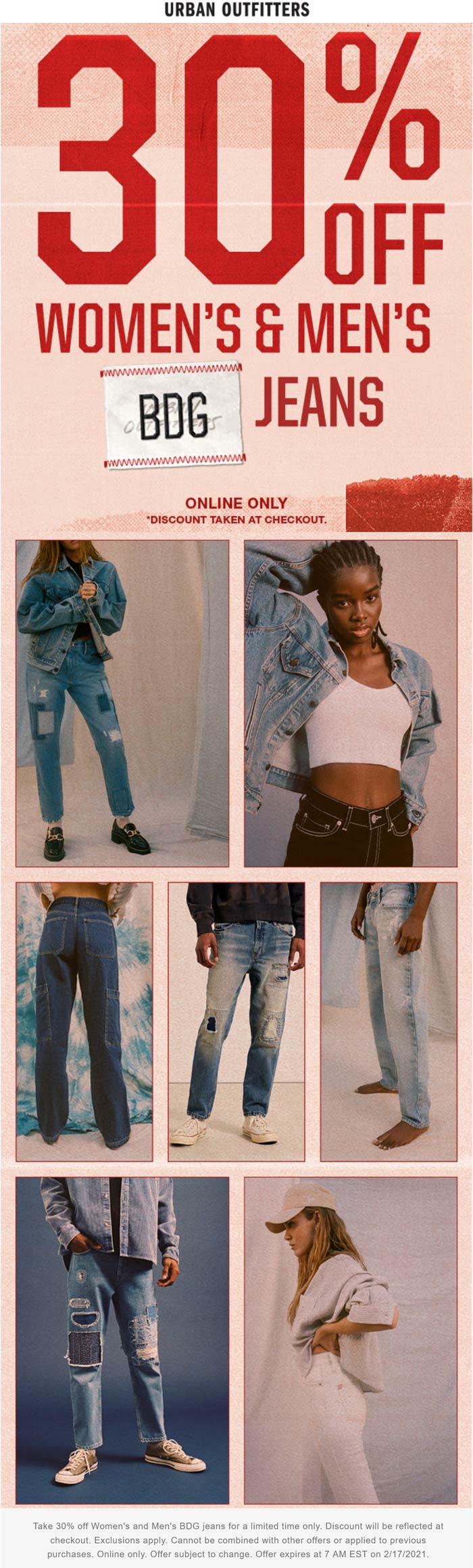 Urban Outfitters stores Coupon  30% off BDG jeans online today at Urban Outfitters #urbanoutfitters 