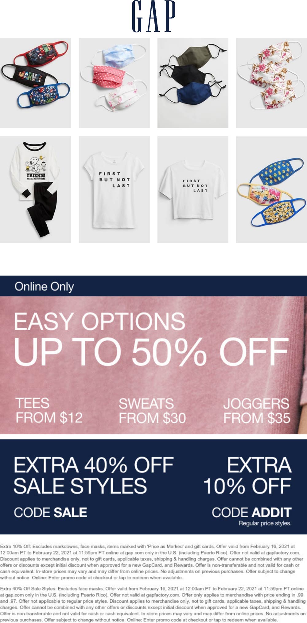 Gap stores Coupon  Extra 40-50% off sale styles online at Gap via promo code SALE and ADDIT #gap 