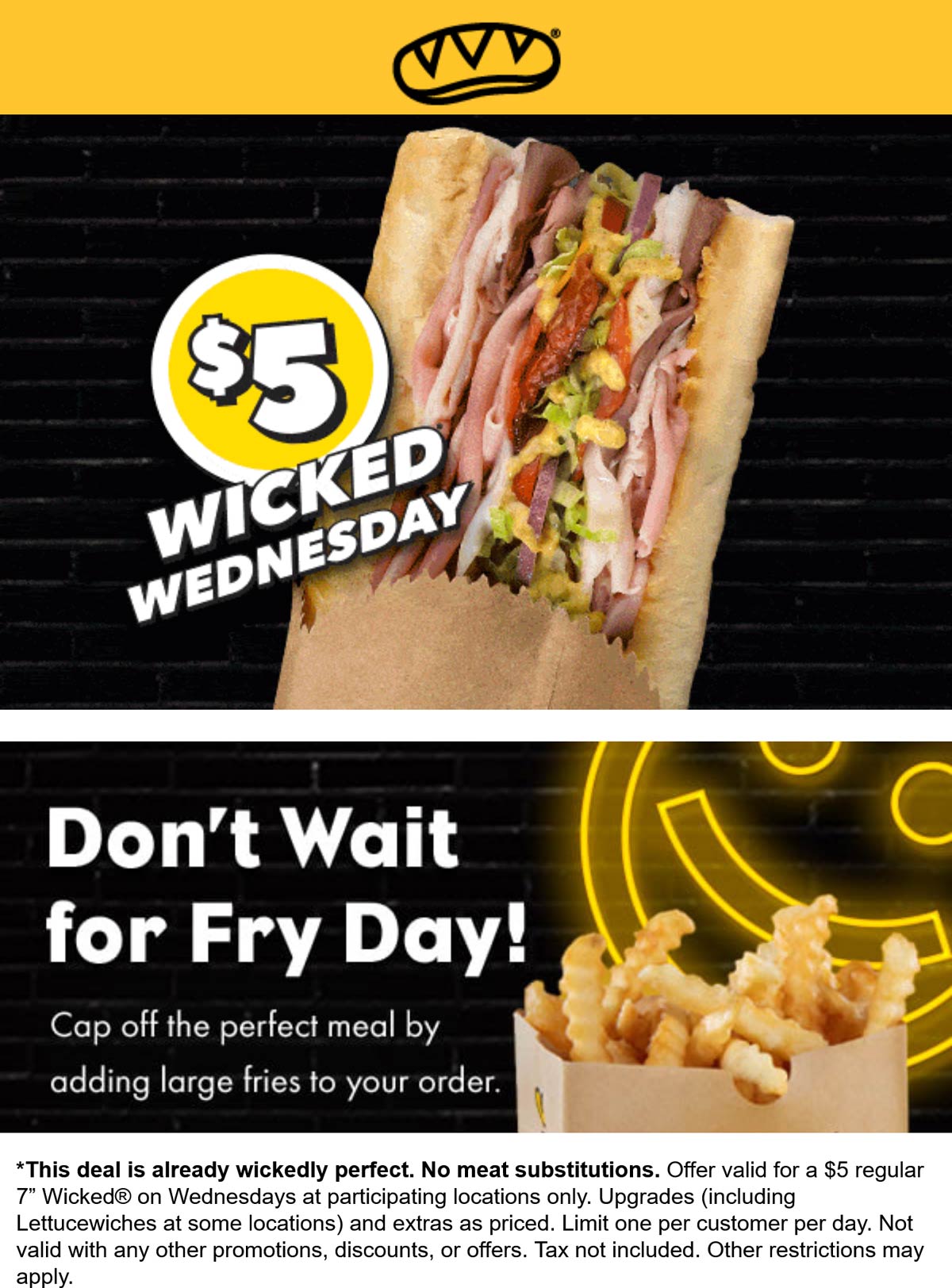 Which Wich restaurants Coupon  $5 wicked sandwich today at Which Wich #whichwich 