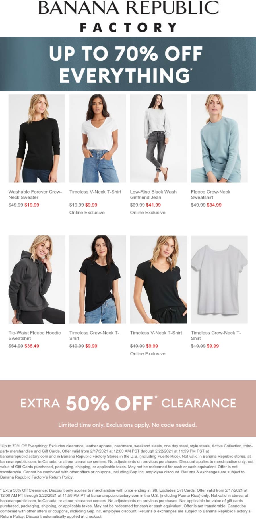 Extra 50% off clearance & more at Banana Republic Factory # ...