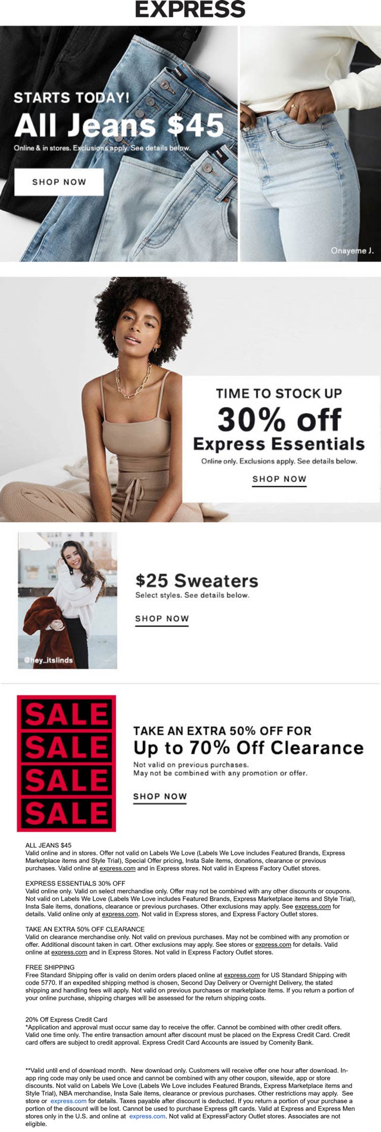 Express stores Coupon  30% off essentials & more at Express #express 