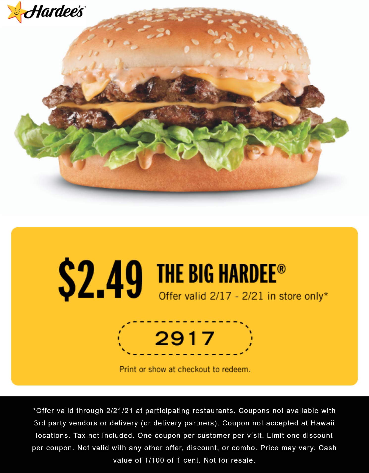 Big hardee double cheeseburger for 2.49 at Hardees hardees The