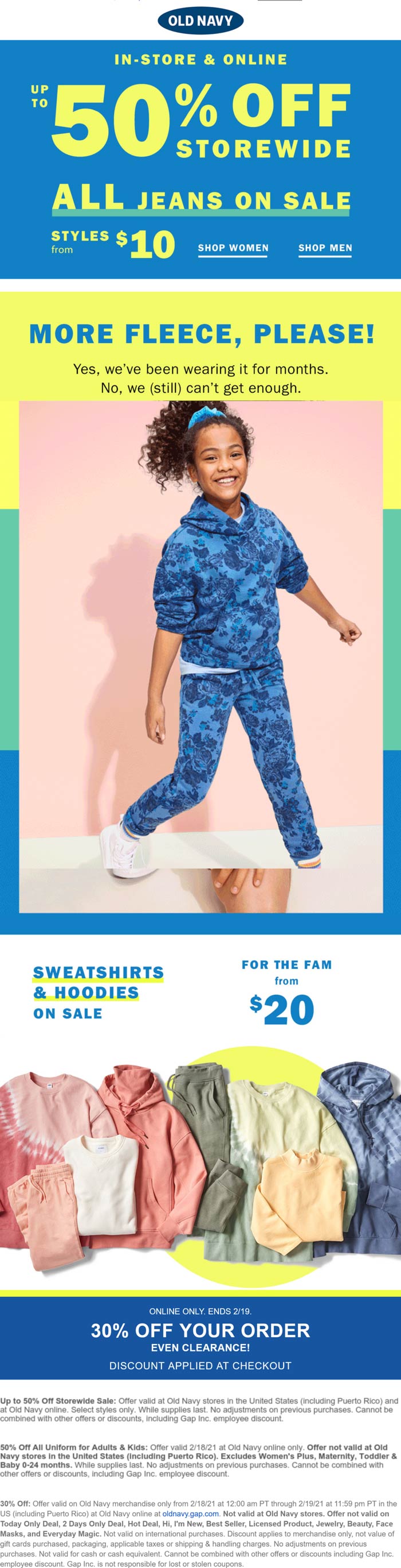 Old Navy stores Coupon  30% off online at Old Navy, includes clearance #oldnavy 