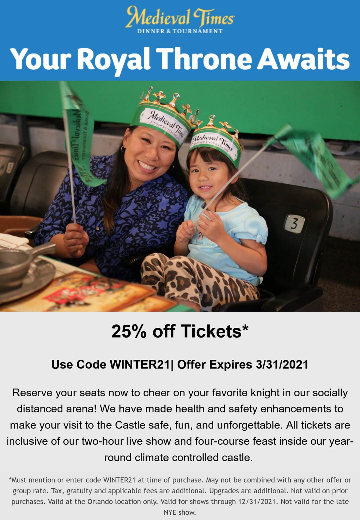 Medieval Times restaurants Coupon  25% off at Medieval Times Dinner & Tournament via promo code WINTER21 #medievaltimes 