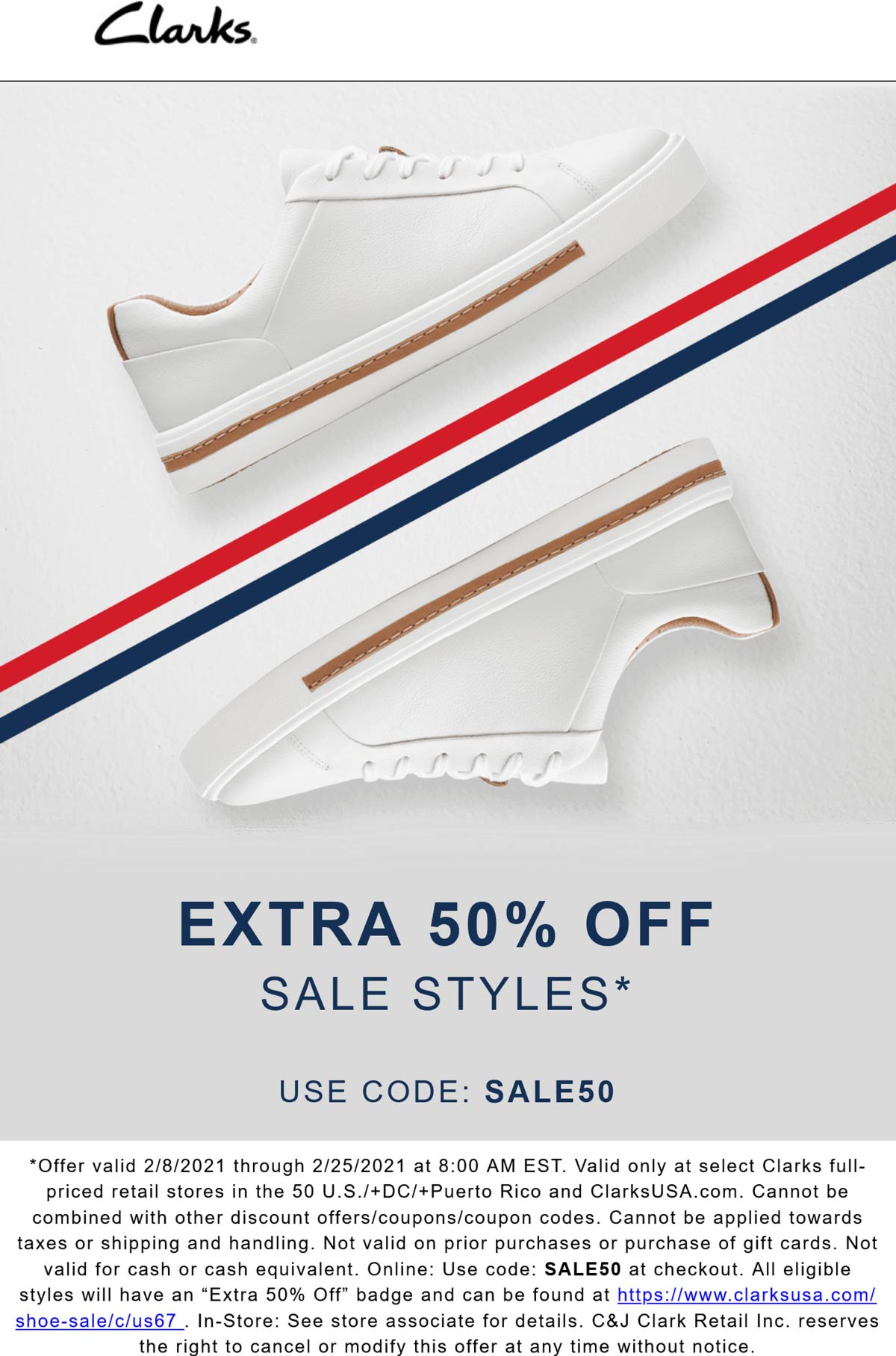 Clarks stores Coupon  Extra 50% off sale styles at Clarks via promo code SALE50 #clarks 