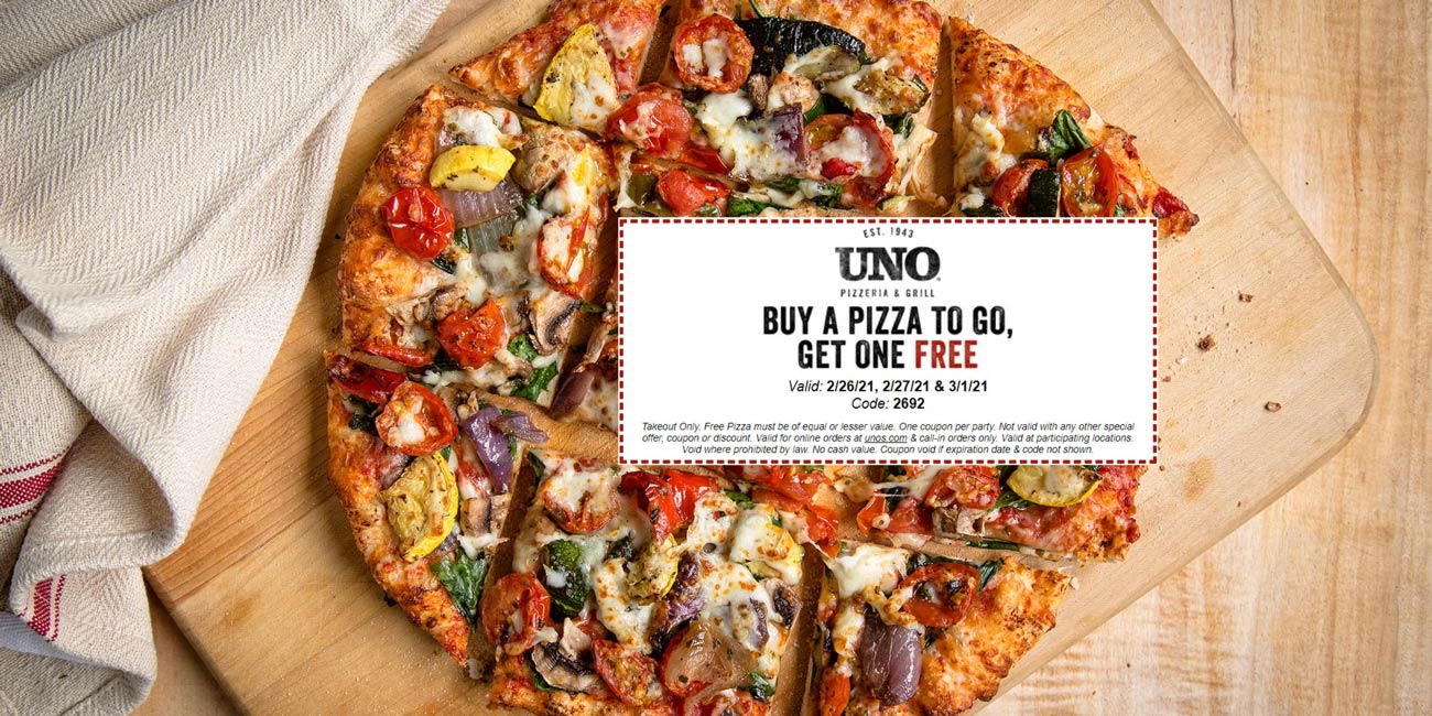 Uno Pizzeria restaurants Coupon  Second pizza to go free at Uno Pizzeria #unopizzeria 