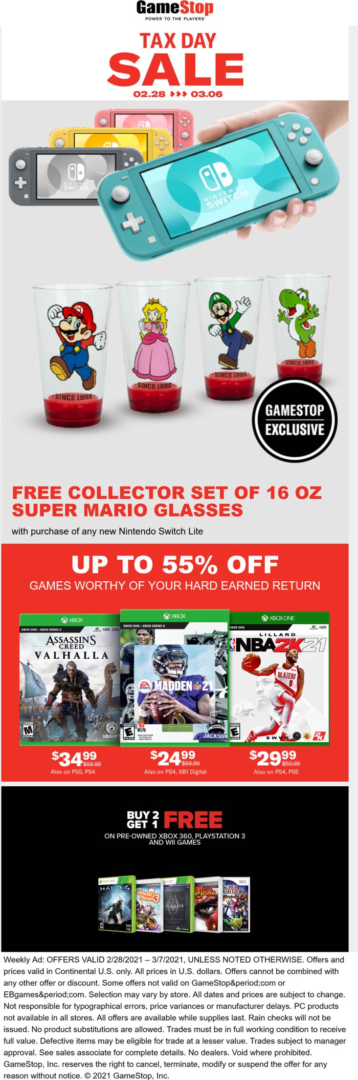 Gamestop stores Coupon  3rd used 360 PS3 & WII game free today at Gamestop #gamestop 