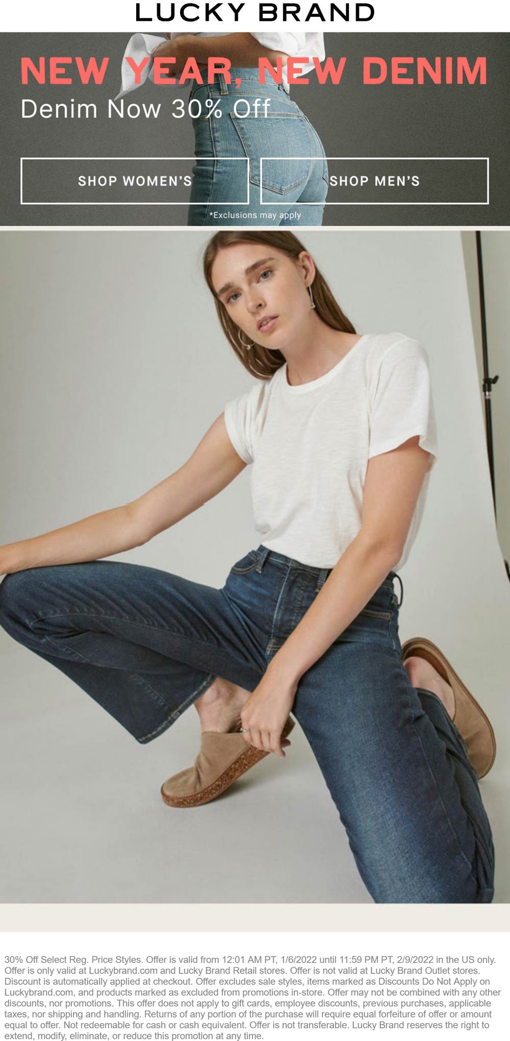 Lucky Brand stores Coupon  30% off denim at Lucky Brand, ditto online #luckybrand 