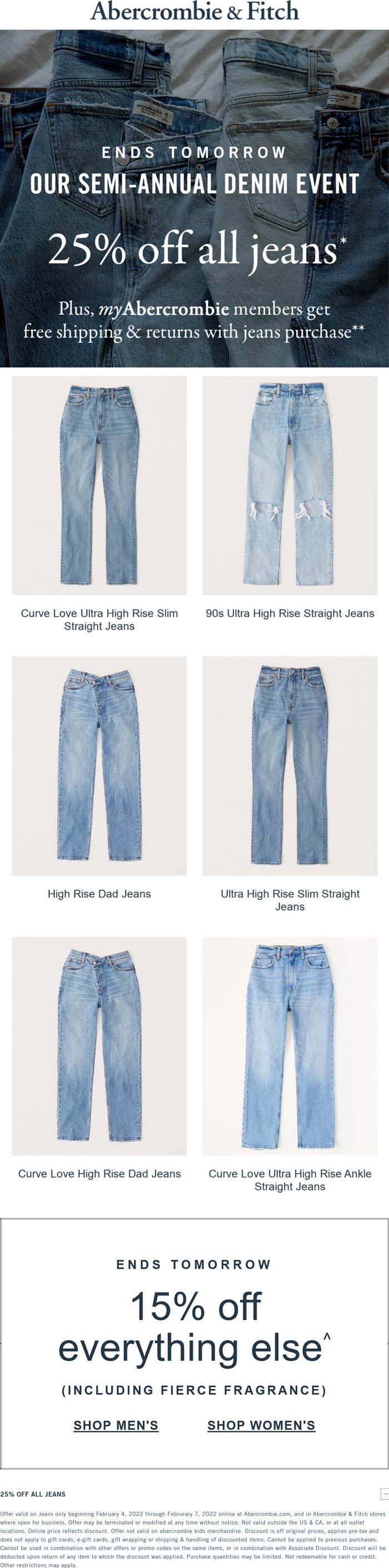 Abercrombie & Fitch stores Coupon  15% off everything & 25% off all jeans at Abercrombie & Fitch #abercrombiefitch 