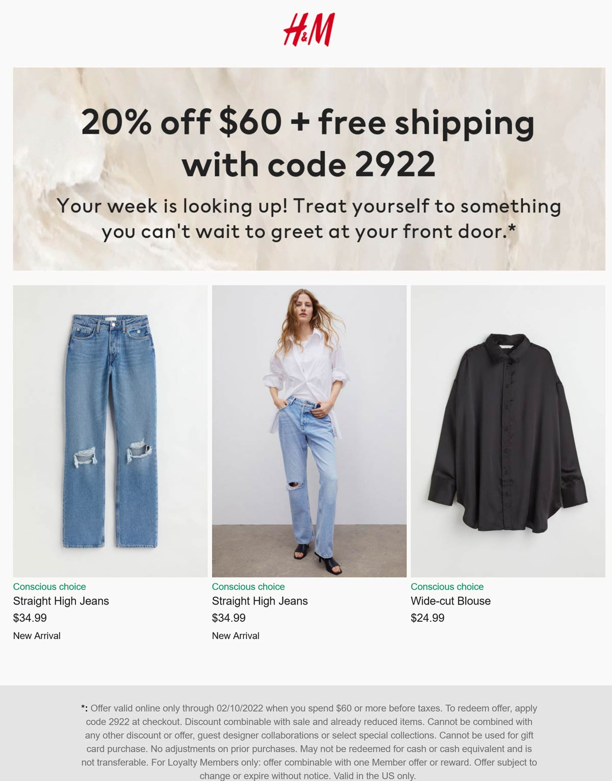 H&M stores Coupon  20% off $60 online at H&M via promo code 2922 #hm 
