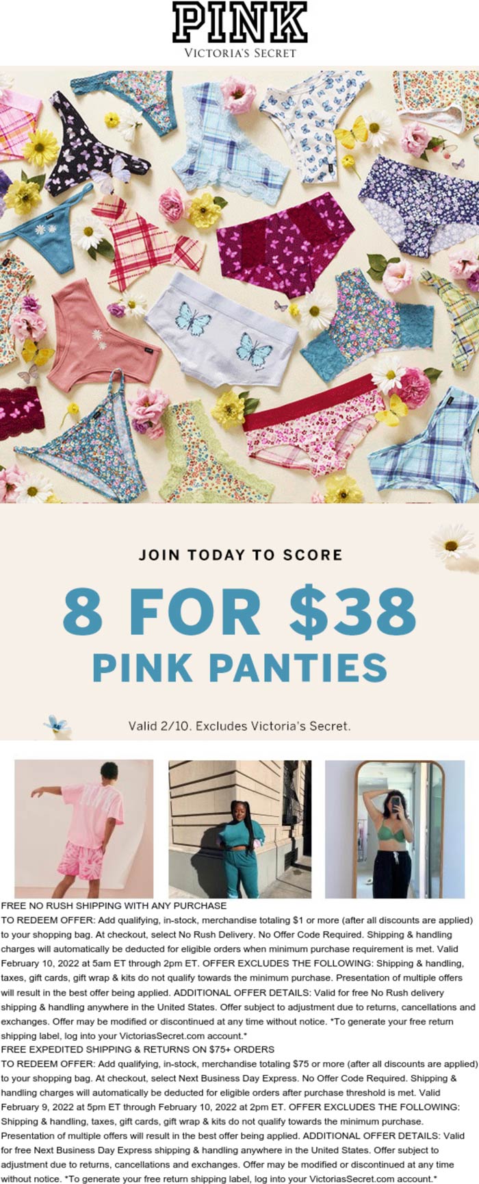PINK stores Coupon  Members get 8 panties for $38 today at PINK #pink 