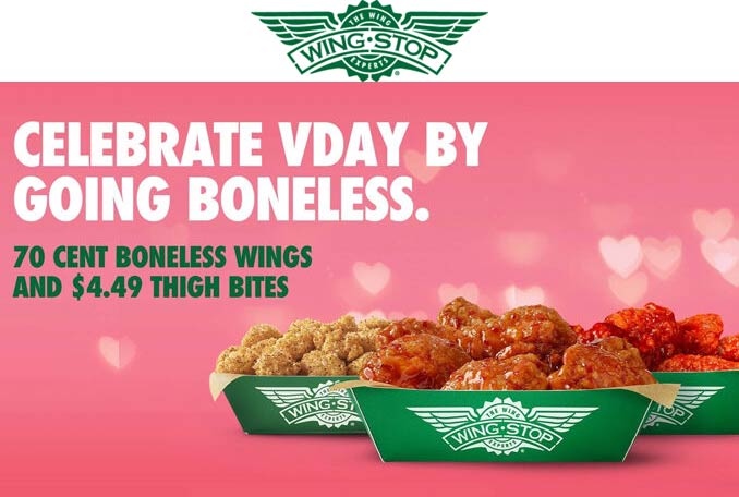Wingstop restaurants Coupon  .70 cent boneless chicken wings Monday at Wingstop #wingstop 