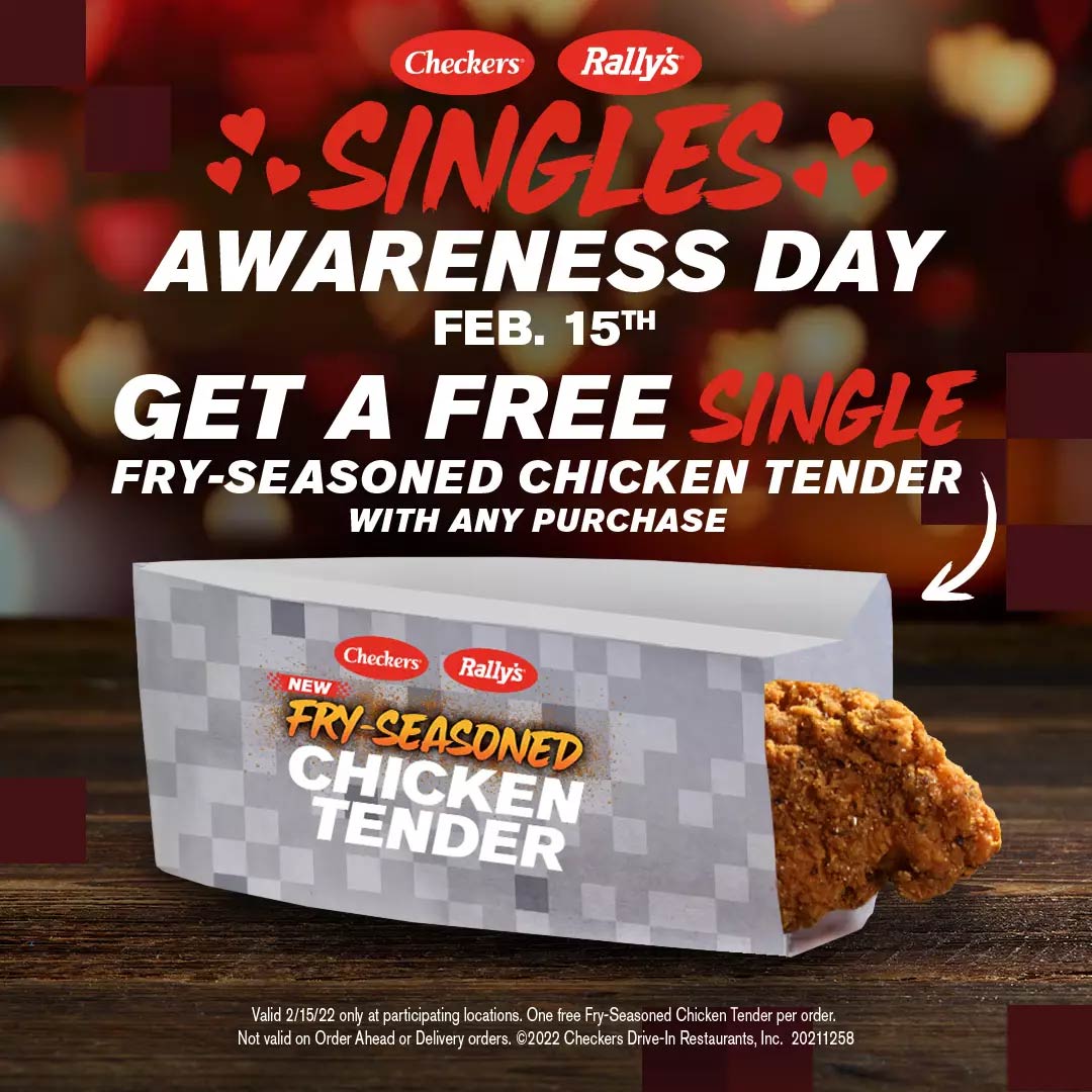 Checkers restaurants Coupon  Free seasoned chicken tender with any order Tuesday at Checkers & Rallys #checkers 