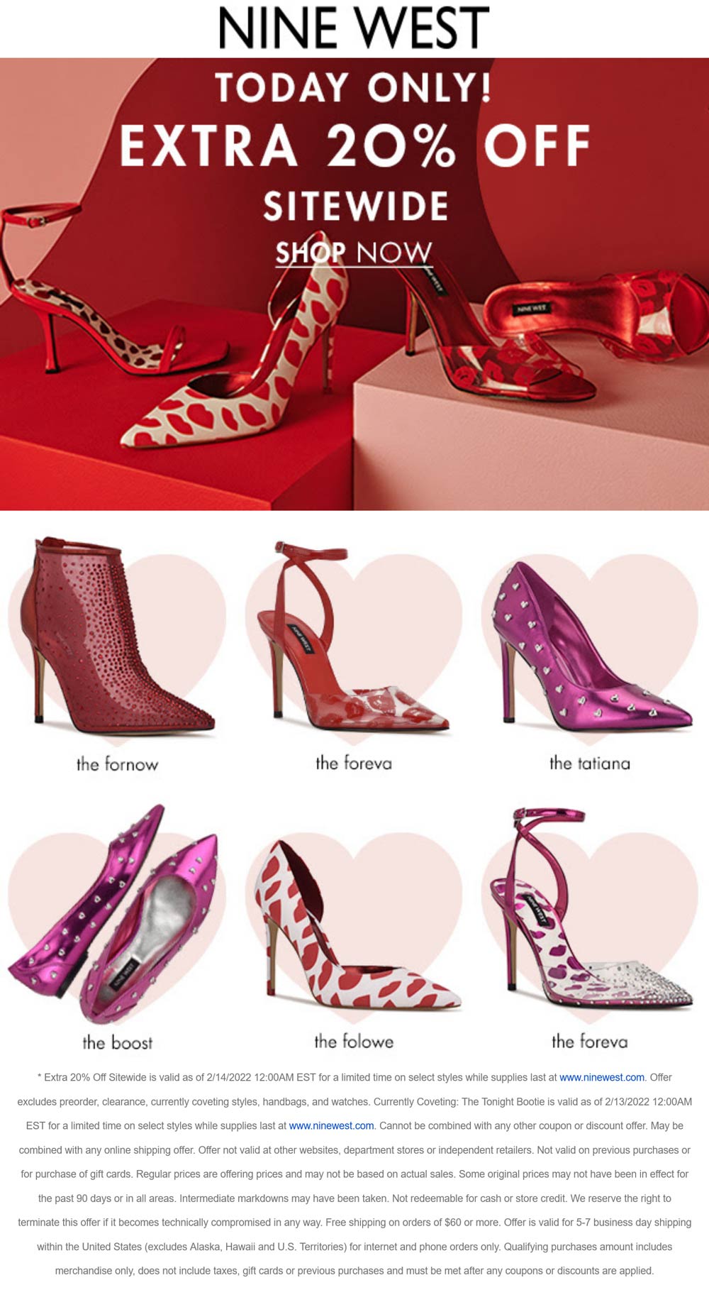 Nine West stores Coupon  Extra 20% off everything today at Nine West #ninewest 
