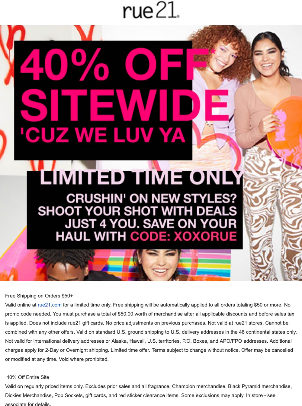rue21 stores Coupon  40% off everything online today at rue21 #rue21 