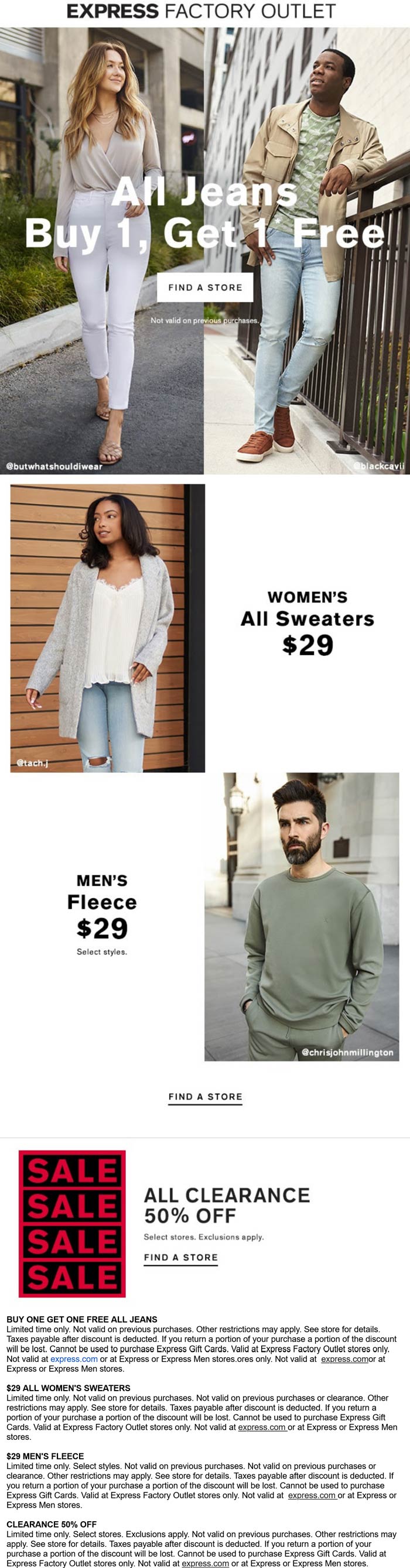 Express Factory Outlet stores Coupon  Second pair jeans free at Express Factory Outlet #expressfactoryoutlet 