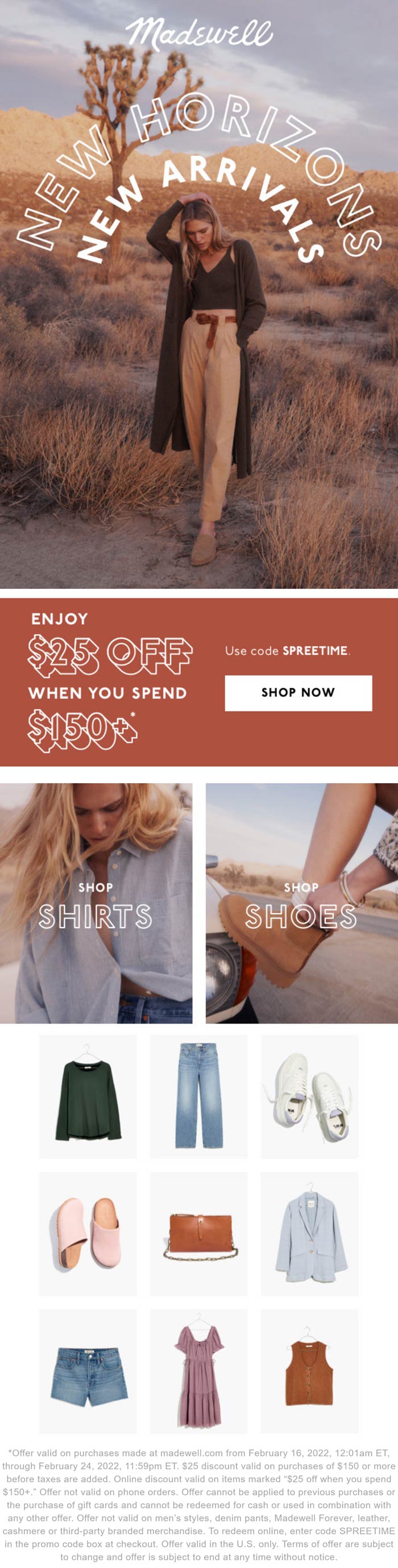Madewell stores Coupon  $25 off $150 online at Madewell via promo code SPREETIME #madewell 