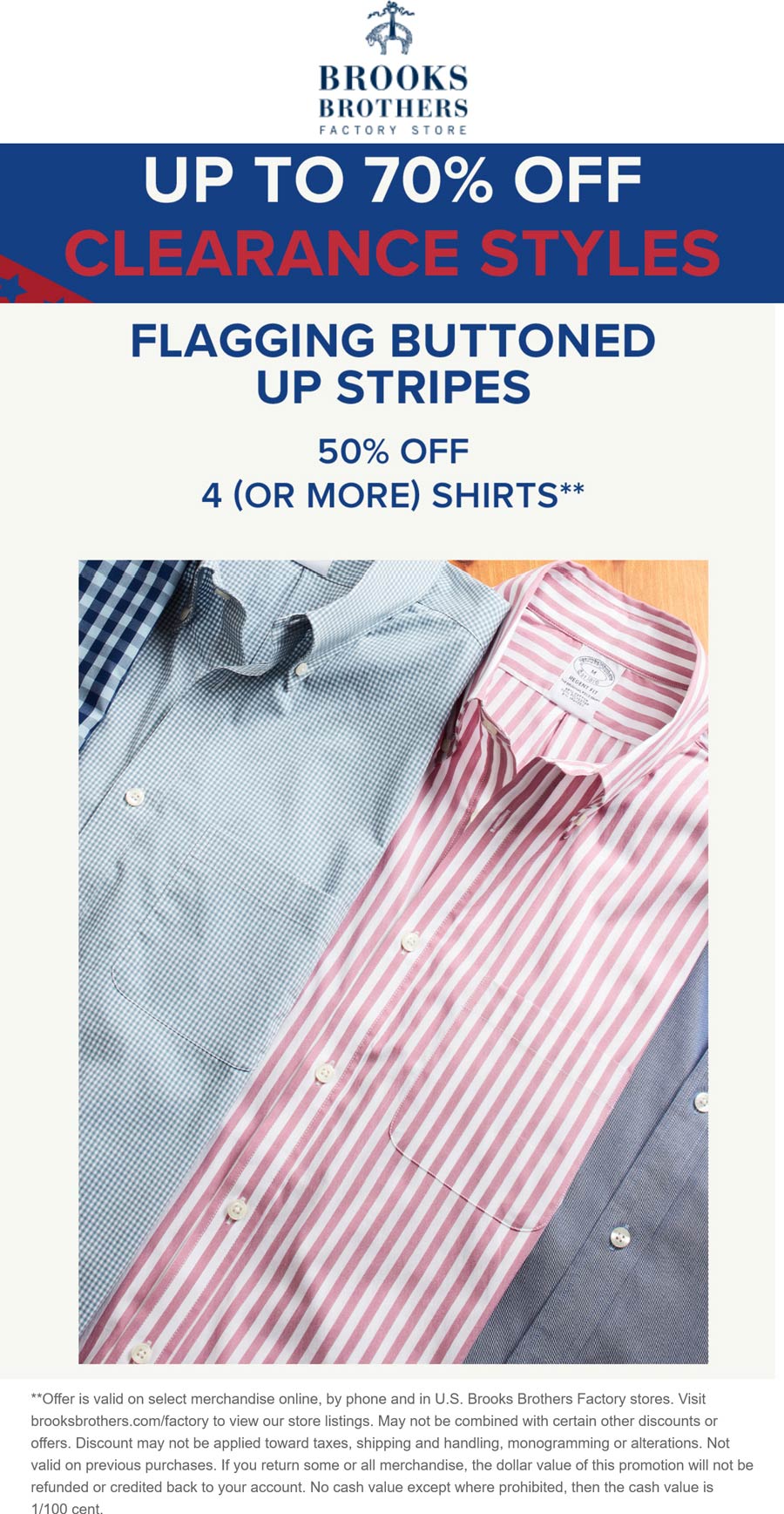 Brooks Brothers Factory Store stores Coupon  50% off 4+ shirts & more at Brooks Brothers Factory Store #brooksbrothersfactorystore 