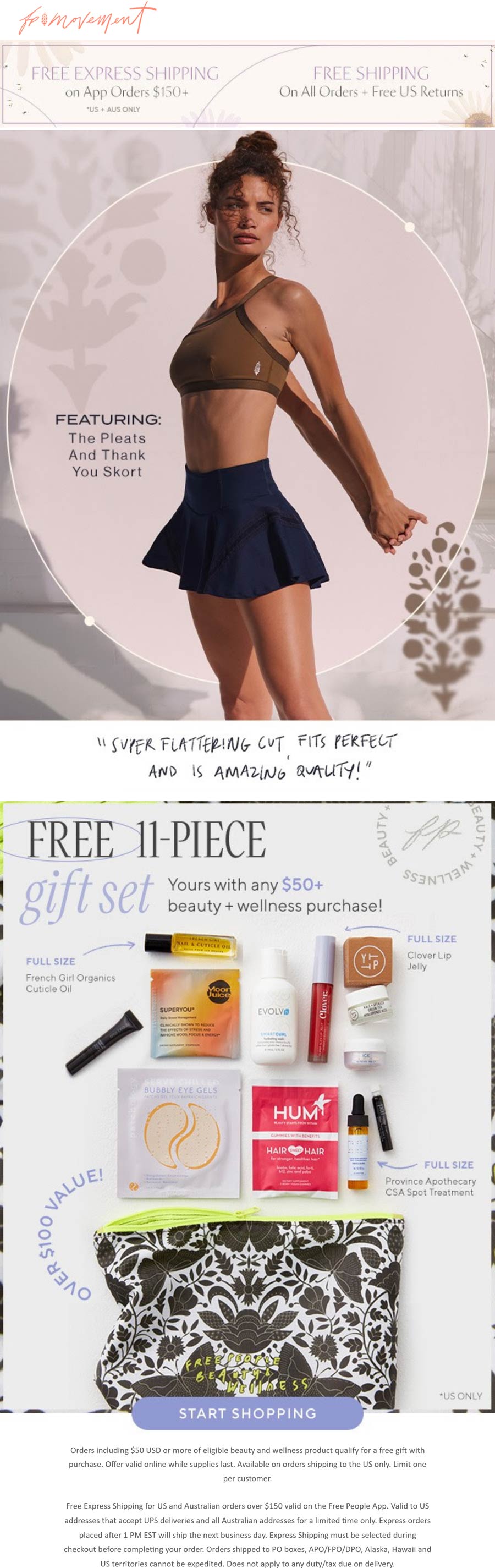 Free People restaurants Coupon  Free 11pc set on $50 beauty order at Free People #freepeople 