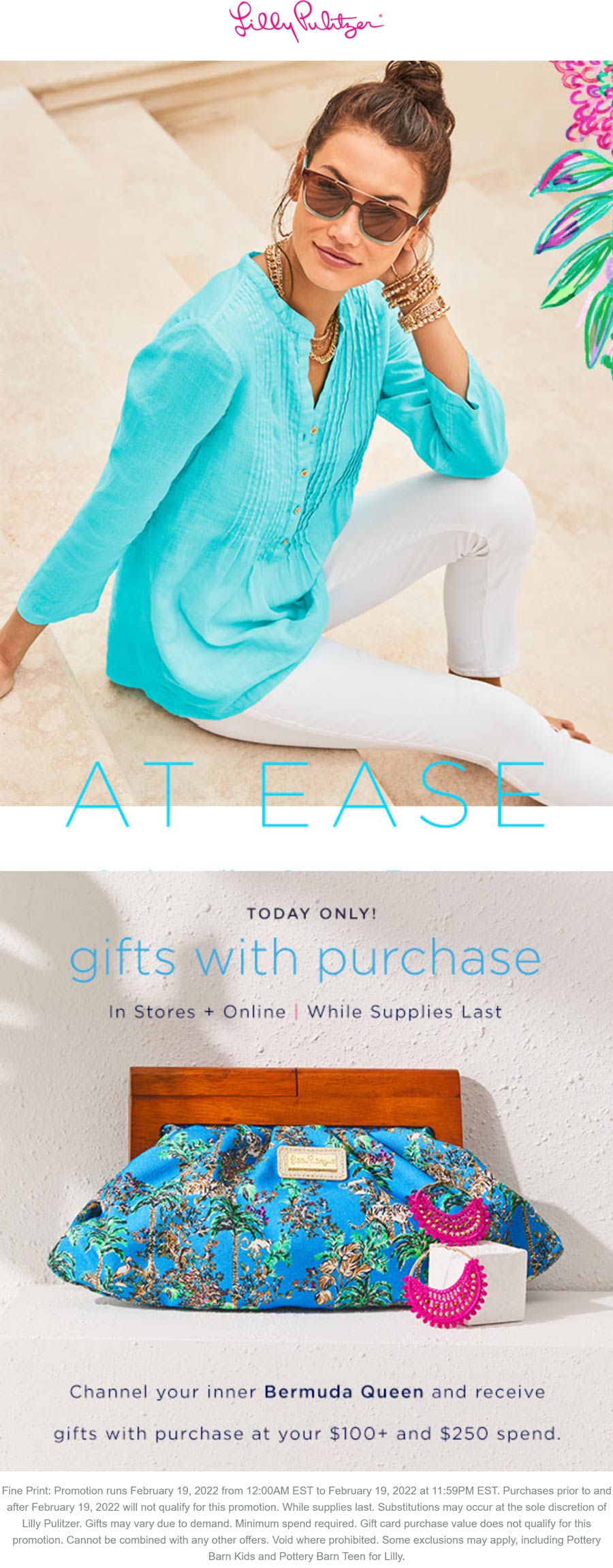 Lilly Pulitzer stores Coupon  Free gifts today with $100+ spent at Lilly Pulitzer, ditto online #lillypulitzer 