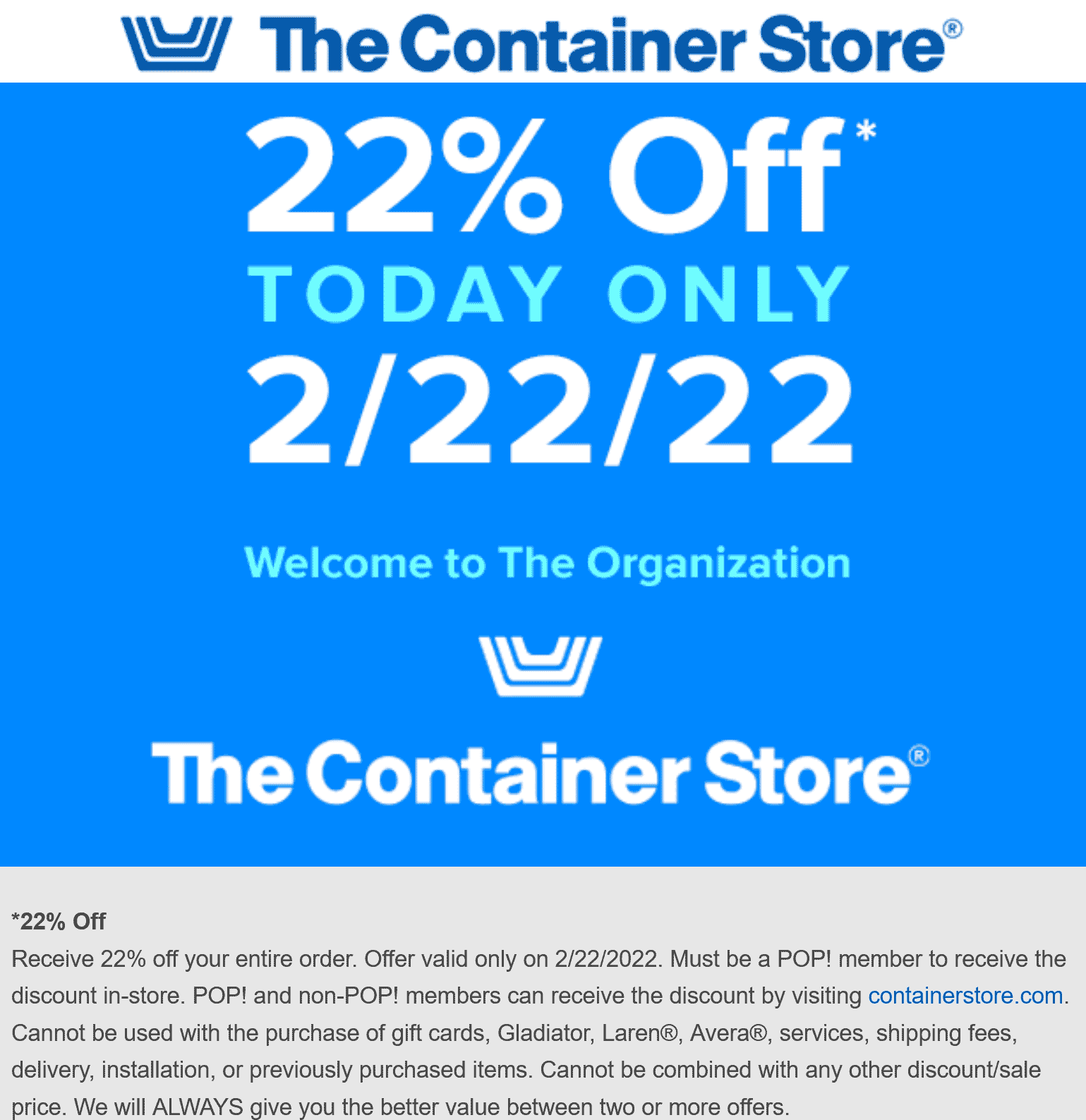 The Container Store stores Coupon  22% off today online at The Container Store #thecontainerstore 
