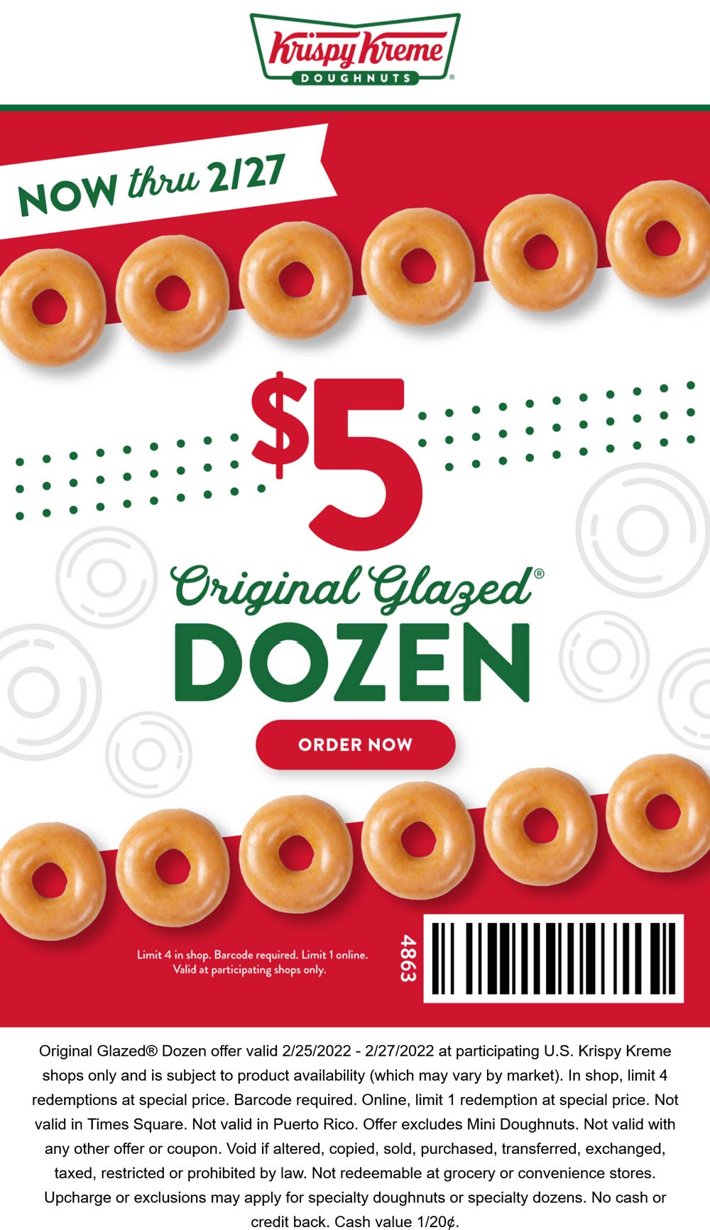 Krispy Kreme restaurants Coupon  $5 glazed dozen doughnuts at Krispy Kreme #krispykreme 