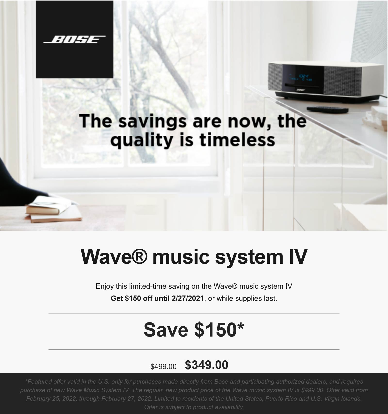 Bose stores Coupon  30% off wave music system IV at Bose #bose 