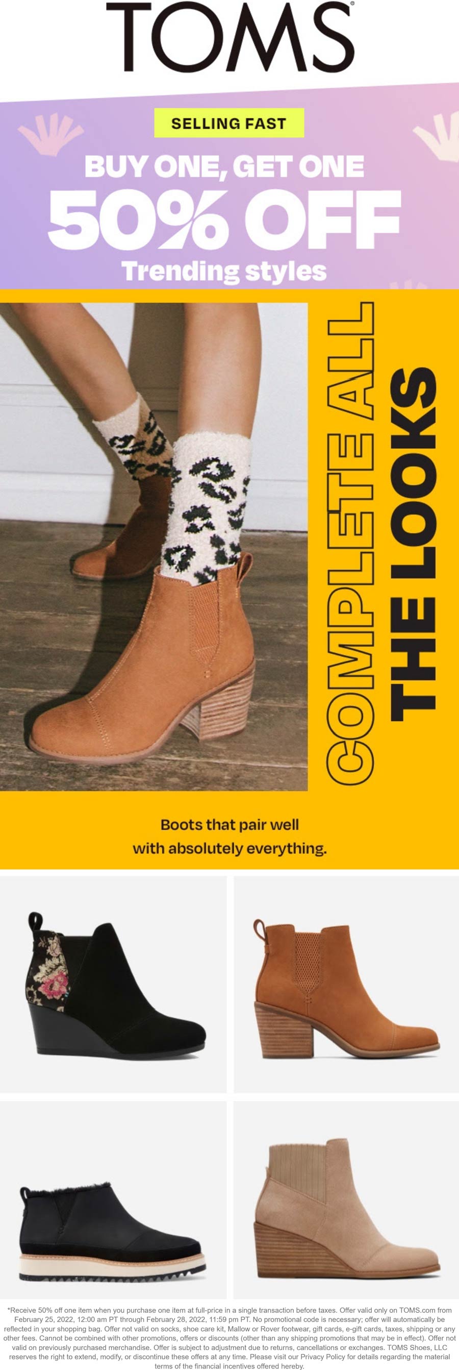 TOMS stores Coupon  Second pair 50% off at TOMS shoes #toms 