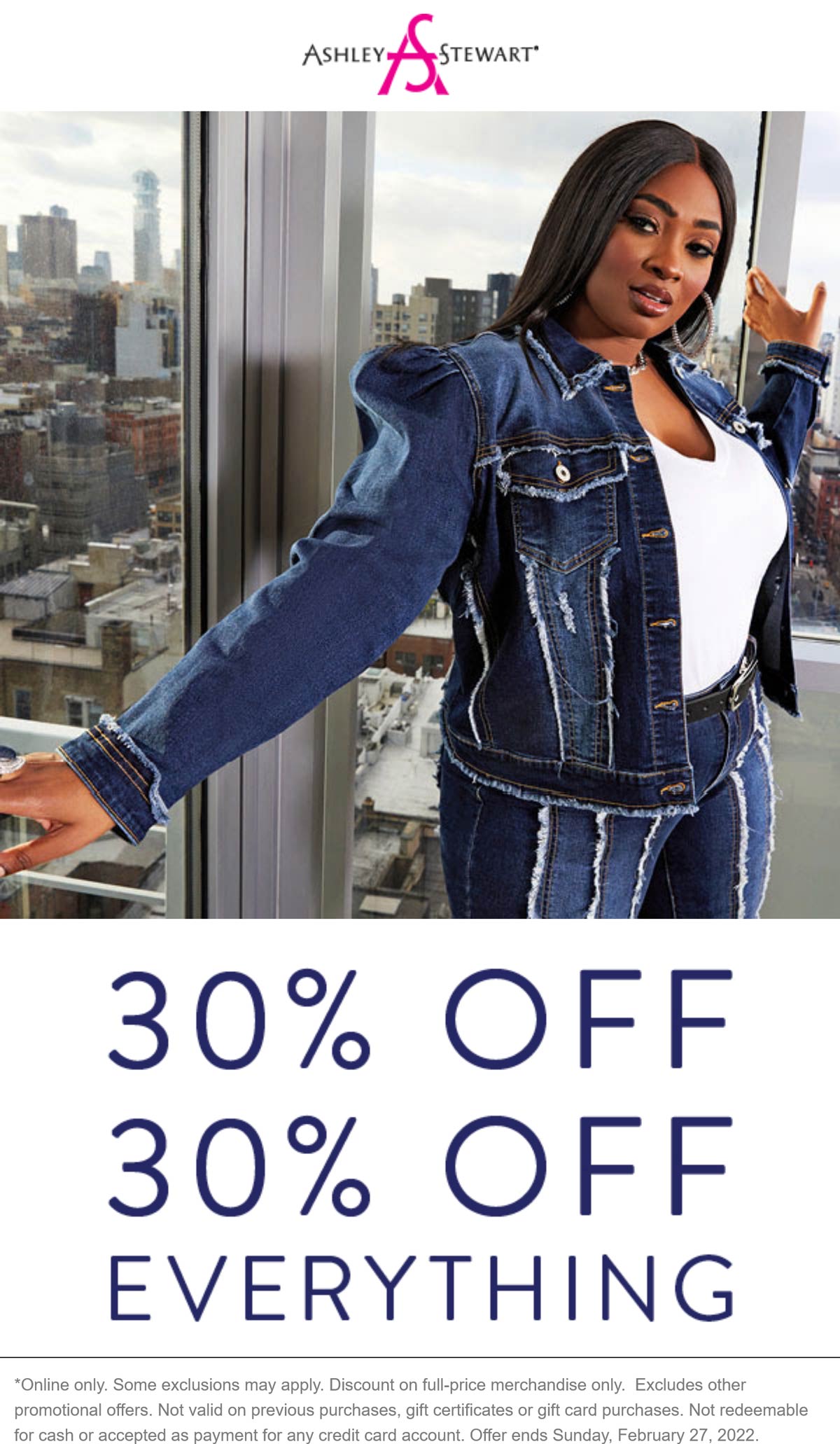 Ashley Stewart stores Coupon  30% off everything online today at Ashley Stewart #ashleystewart 