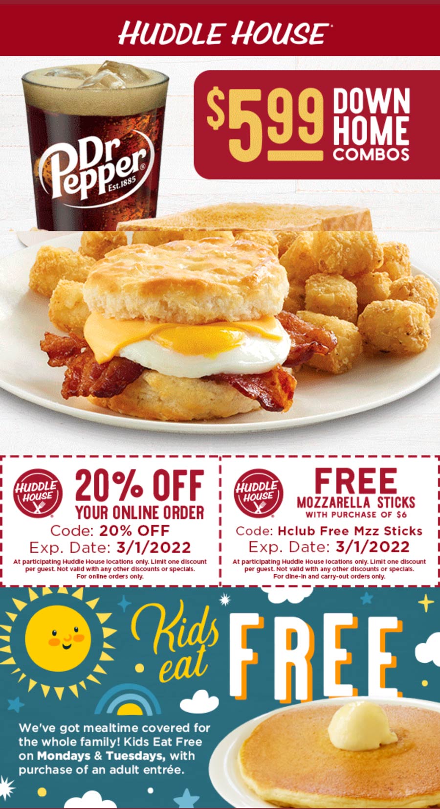 Huddle House coupons & promo code for [November 2022]