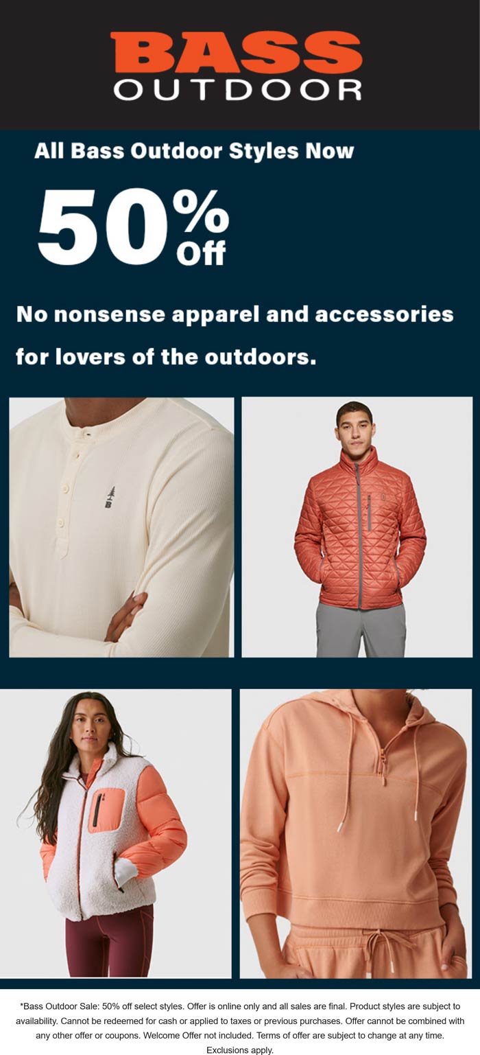 G.H.Bass stores Coupon  50% off outdoor styles online at G.H.Bass #ghbass 