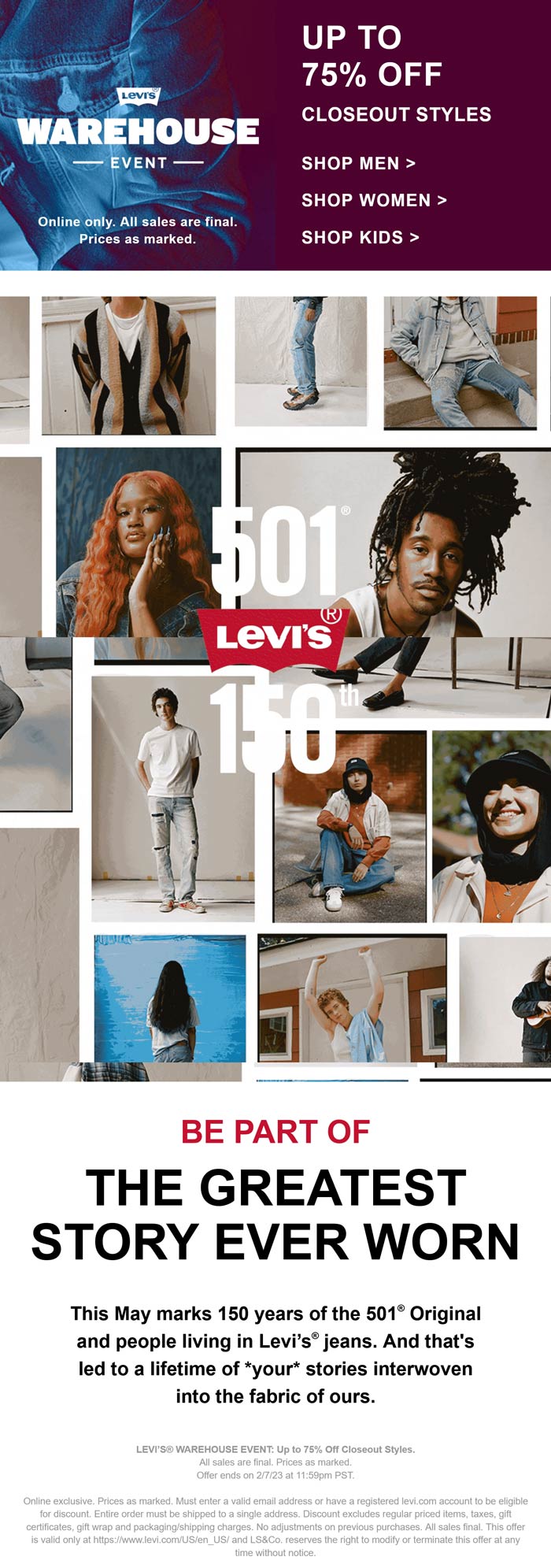 Levis stores Coupon  75% off closeout styles online at Levis #levis 