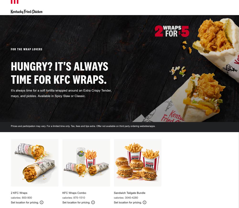 KFC restaurants Coupon  2 chicken wraps for $5 at KFC #kfc 