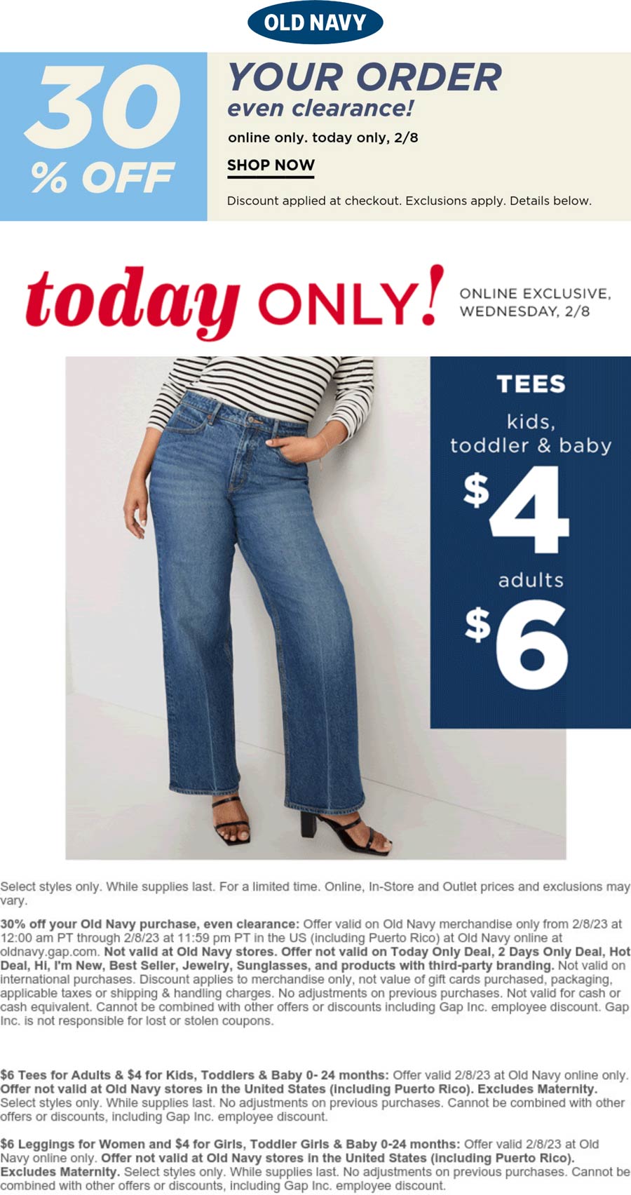 Old Navy stores Coupon  $6 tees & 30% off online today at Old Navy #oldnavy 