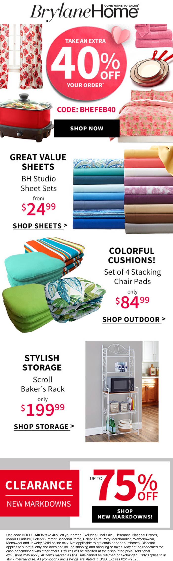 Brylane Home stores Coupon  40% off at Brylane Home via promo code BHEFEB40 #brylanehome 