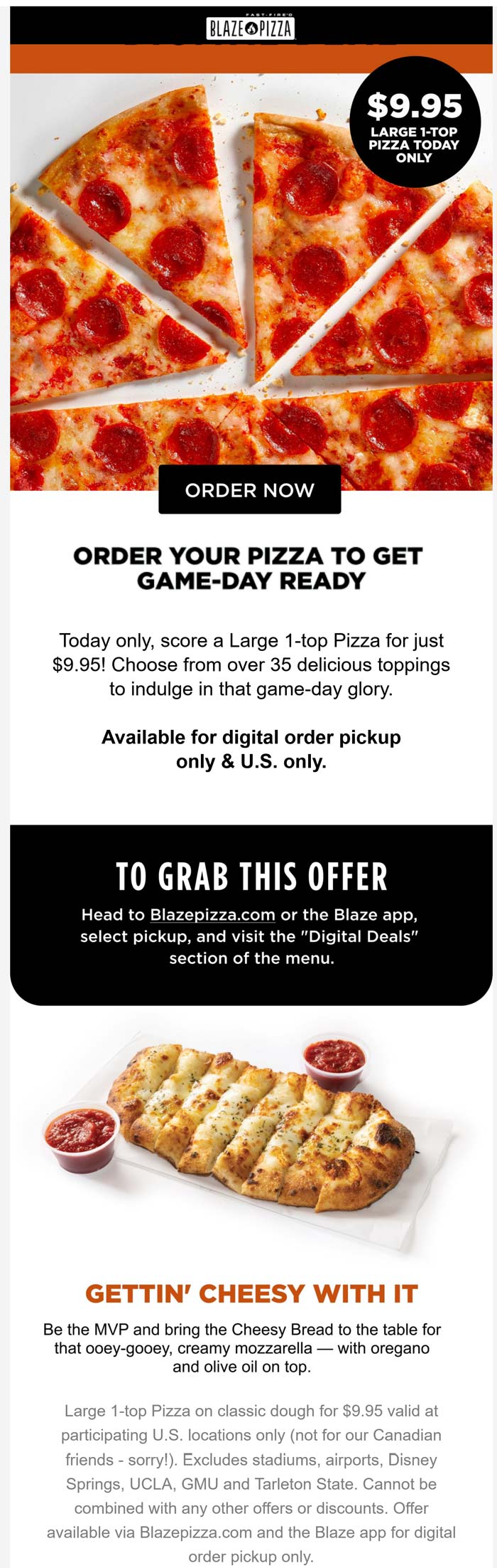 Large 1topping for 10 today at Blaze Pizza blazepizza The Coupons App®