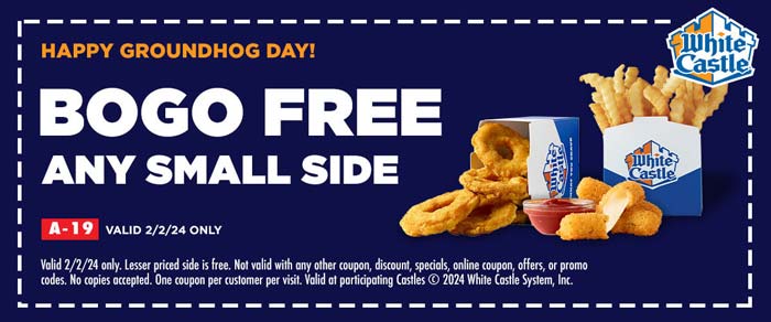 Second side item free today at White Castle restaurants #whitecastle