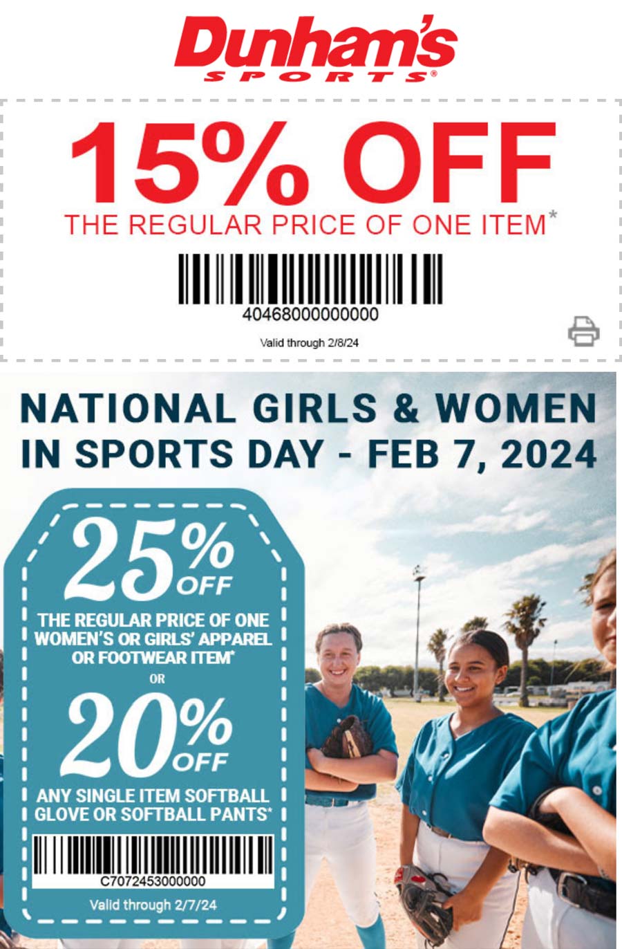Dunhams Sports stores Coupon  15% off a single item & more at Dunhams Sports #dunhamssports 