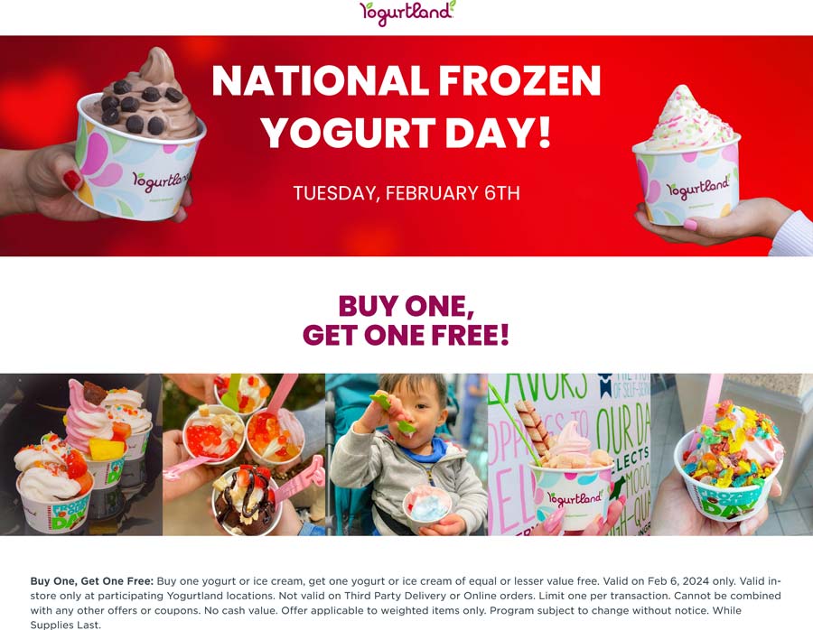 Yogurtland restaurants Coupon  Second frozen yogurt free Tuesday at Yogurtland #yogurtland 