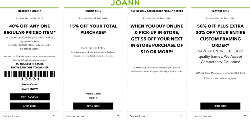 Joann stores Coupon  40% off a single item & more at Joann, or online via promo code SAVE40NOW #joann 