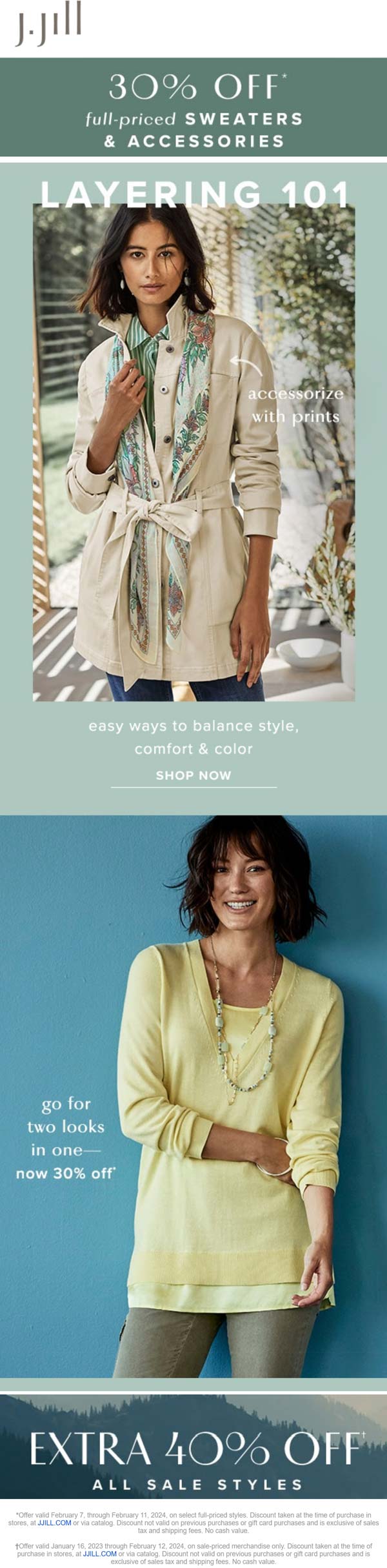 J.Jill stores Coupon  Extra 40% off sale styles & more at J.Jill, ditto online #jjill 