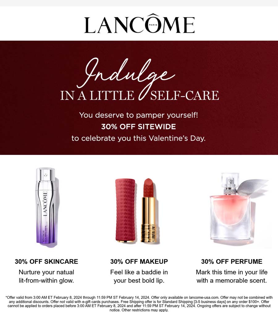 Lancome stores Coupon  30% off everything online at Lancome makeup skincare & perfume #lancome 