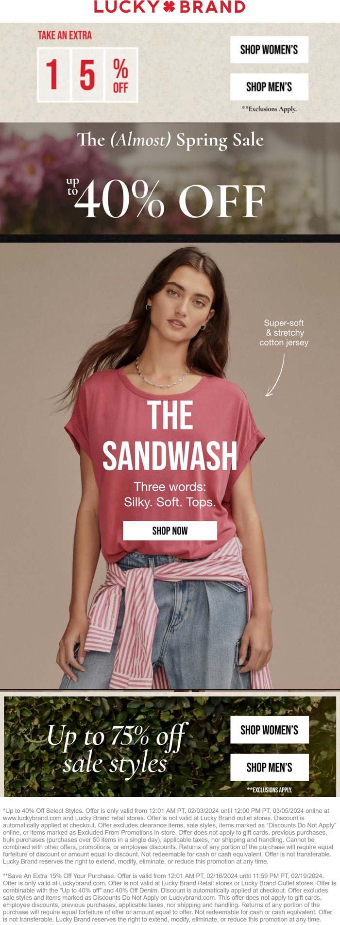 Lucky Brand stores Coupon  Extra 15-55% off online at Lucky Brand #luckybrand 