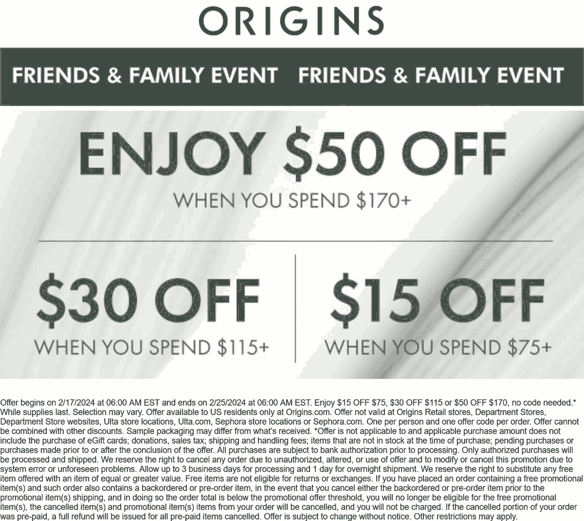 Origins stores Coupon  $15-$50 off $75+ online at Origins #origins 