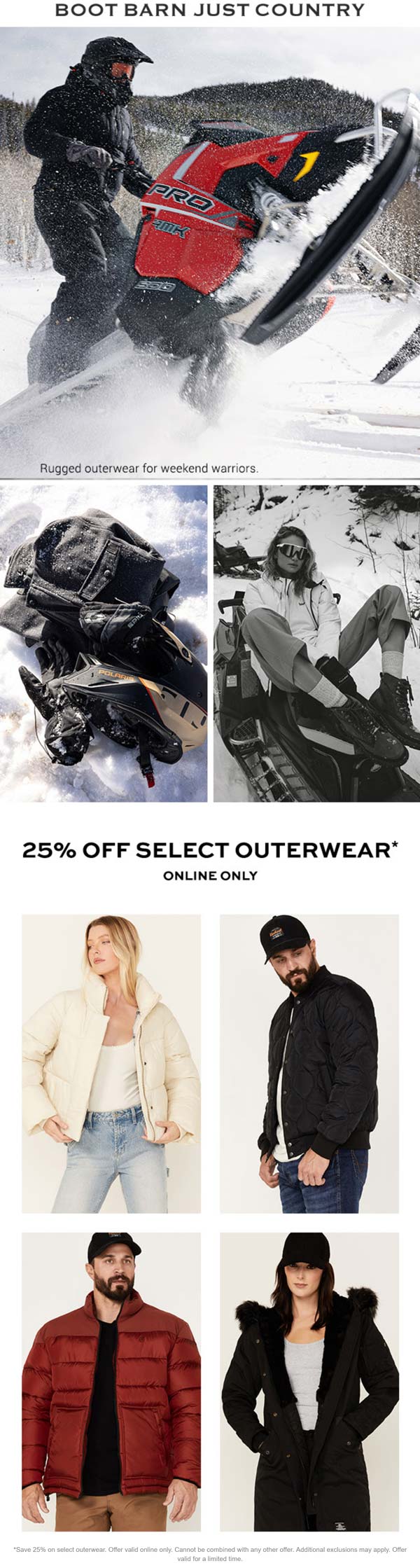 Boot Barn stores Coupon  25% off outerwear online at Boot Barn #bootbarn 
